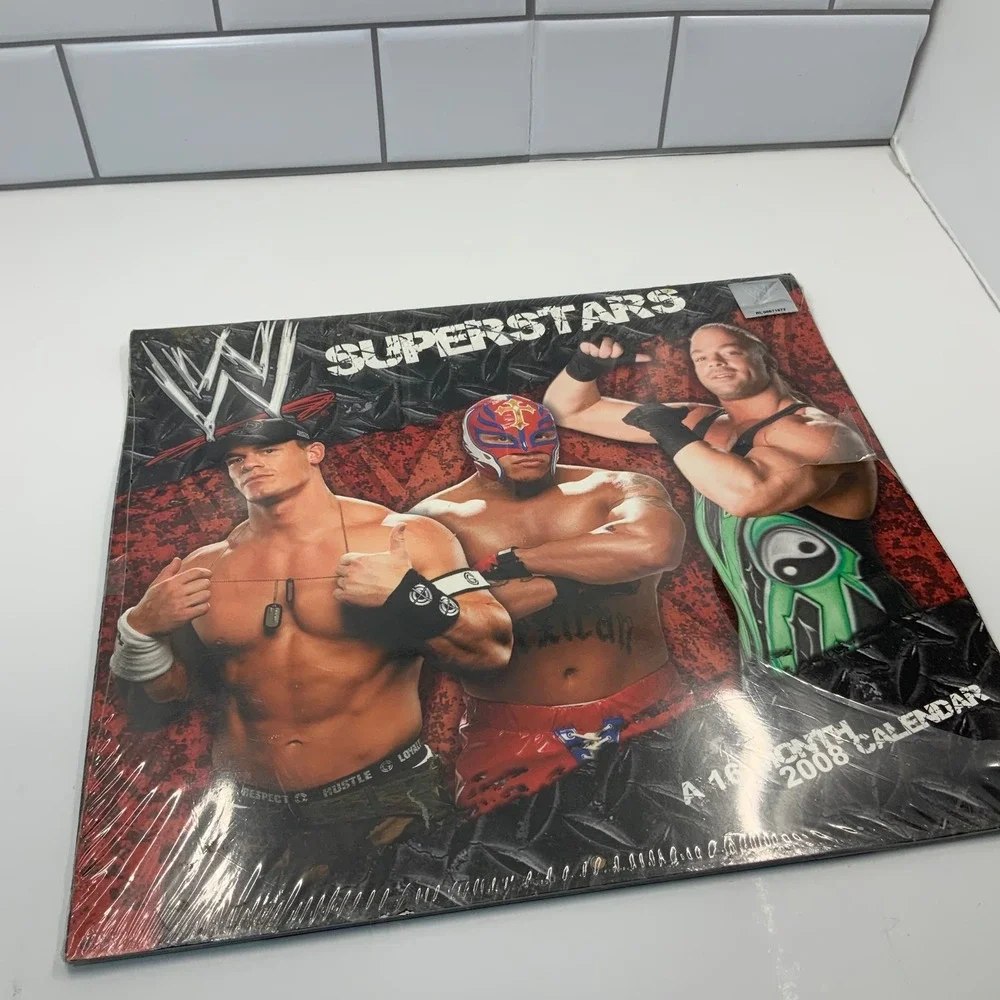 WWE Superstars 2008 Wall Calendar 16 Month John Cena Rey‎ Mysterio New Sealed